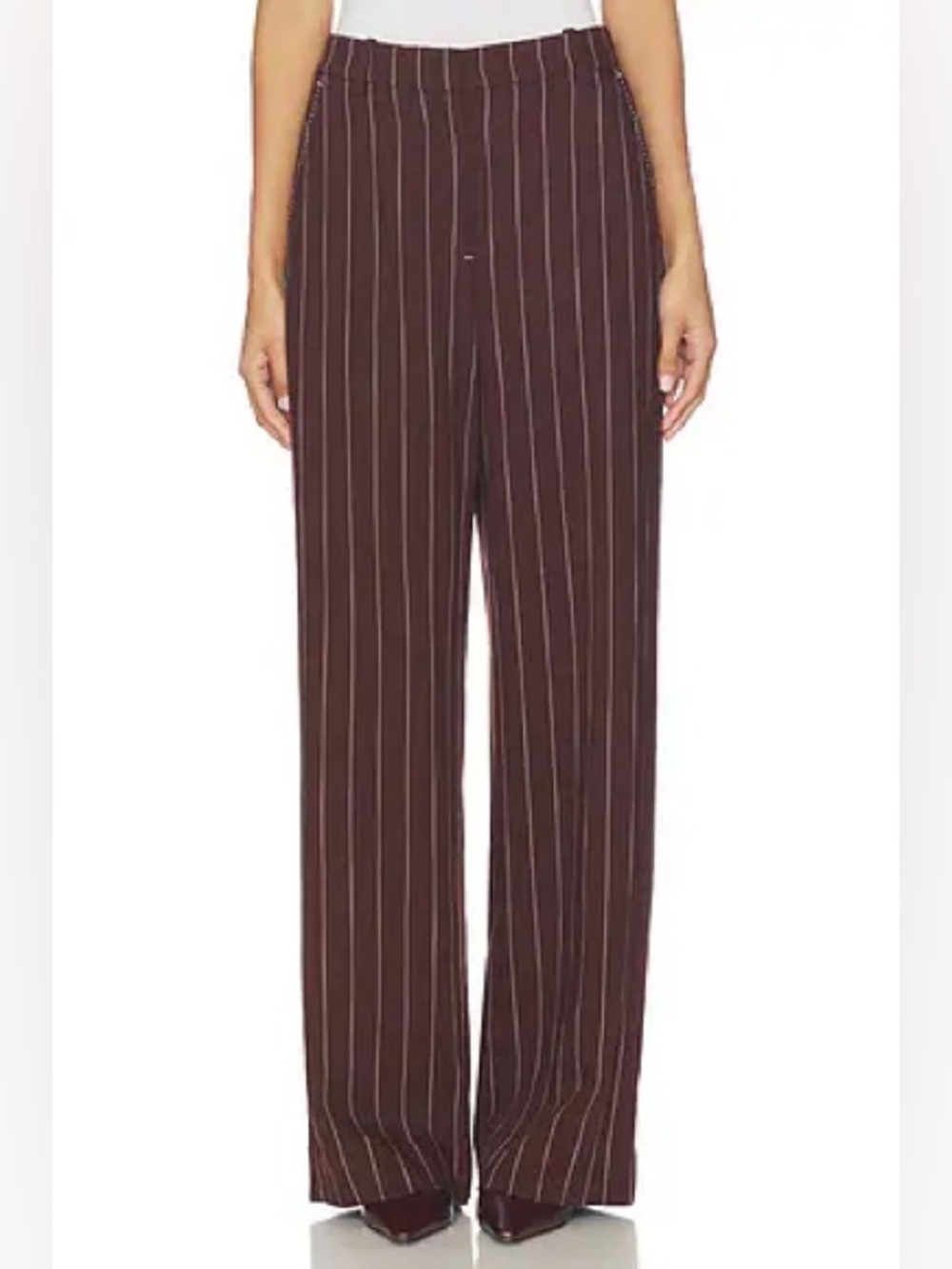 Free People Brown Pinstripe Wide Leg Trousers, nwot, sz M